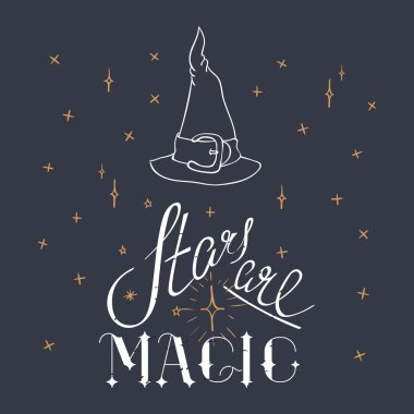 Sihirli poster yıldızlar. El yazı çekilmiş