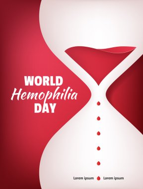 Dünya hemofili günü. Sıvı kum saati çizimi