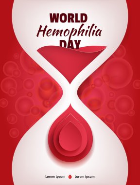 Dünya hemofili günü. Sıvı kum saati çizimi