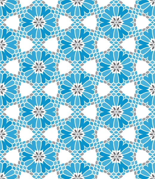 Flor de amapola azul jardín abstracto vector floral patrón sin costuras — Vector de stock