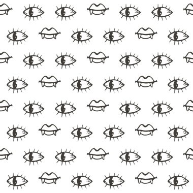 Vampir gözleri ve dudakları seamless modeli.