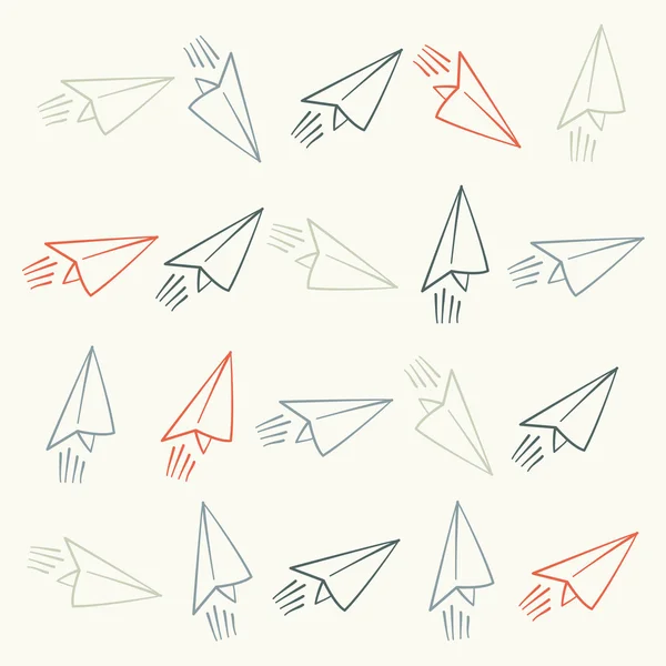 Silhouettes of paper airplanes seamless pattern — Stock Vector