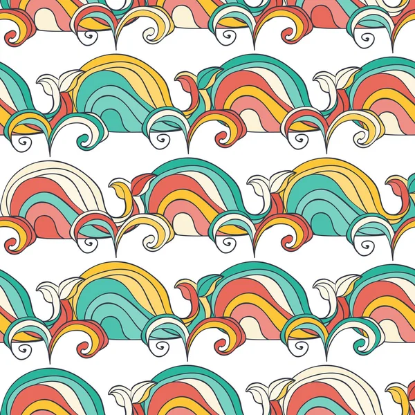 Kleurrijke doodle walvis naadloze patroon — Stockvector