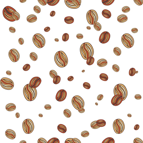 Random kaffe doodle bönor seamless mönster — Stock vektor