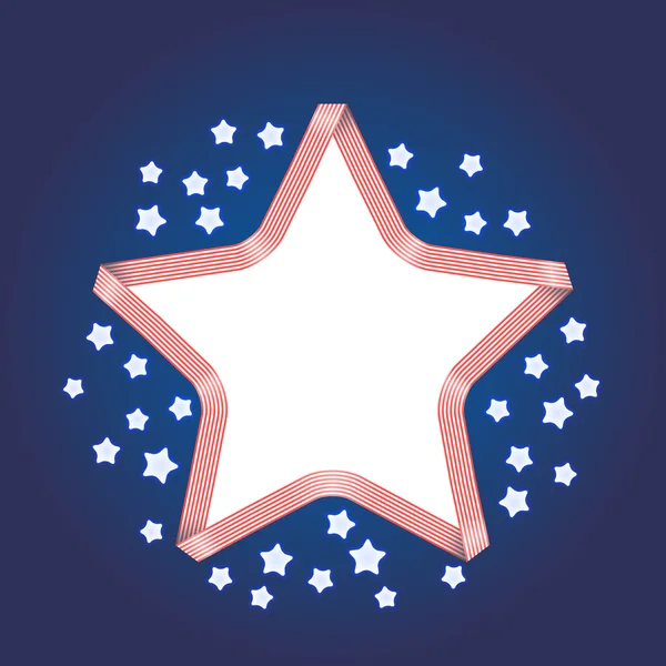 Ленточная звездная рамка. 4 июля День независимости фоне с ши — стоковый вектор