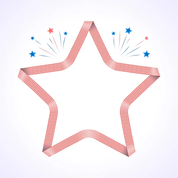 Ribbon star frame. 4th july Independence Day background with fir — ストックベクタ