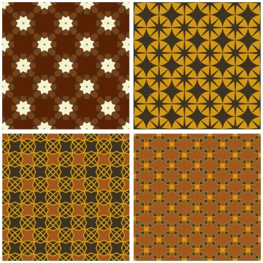 Retro dekoratif küme 4 seamless modeli