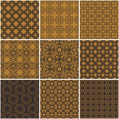 Arapça dekoratif 9 Dikişsiz desen ayarla