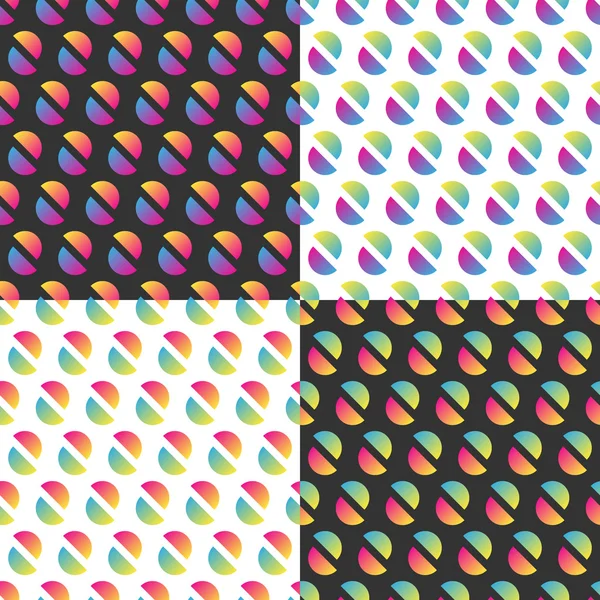 Half circles colorful gradient seamless patterns set — Stock Vector