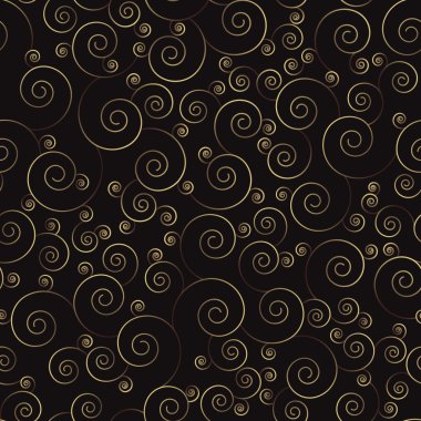 Altın rengi ve siyah swirls seamless modeli
