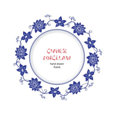 Elle çizilmiş Çin porselenleri çerçeve 