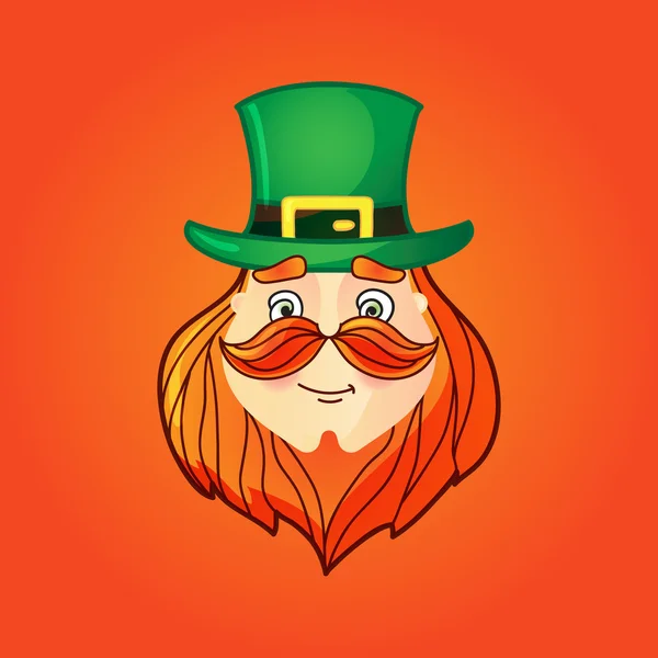 Leprechaun in top hat with mustache — Stock Vector