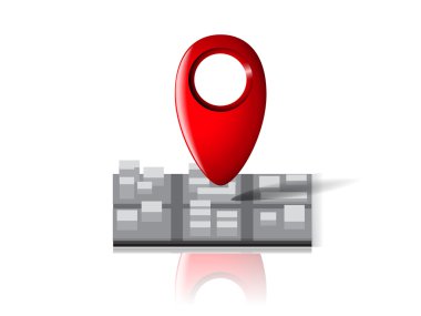 Harita konumu, vektör simgesi üzerinde kırmızı gps işaretçi.