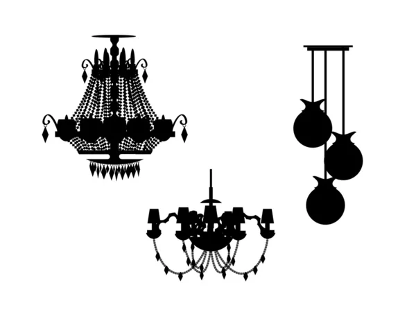 Chandeliers silhouettes set 3 — Stock Vector