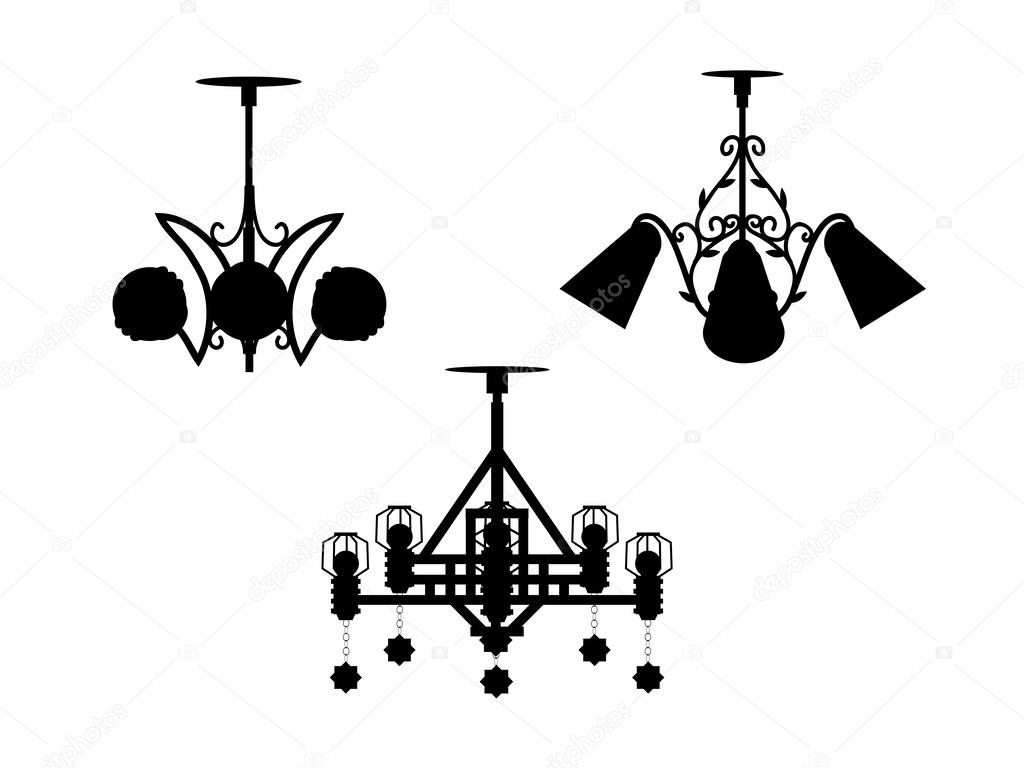 Chandeliers silhouettes set 4