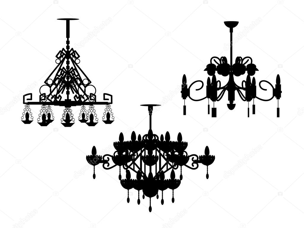 Chandeliers silhouettes set 5