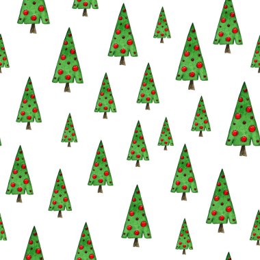 Kırmızı topları olan yeşil Noel ağacı