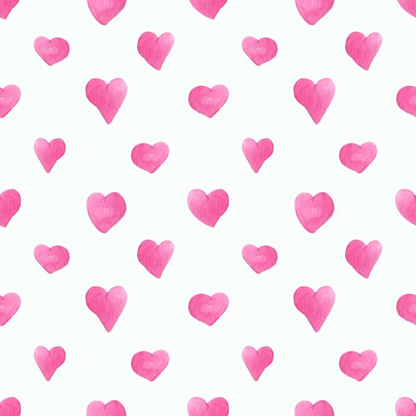 Vzor Růžovým Akvarelem Srdce — Stock fotografie