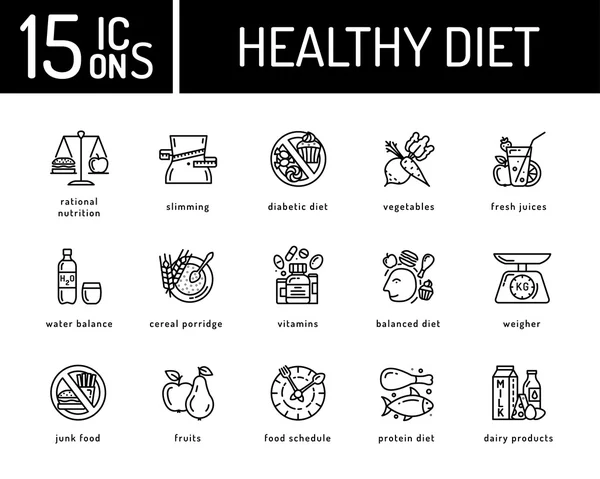 Iconos de dieta saludable — Archivo Imágenes Vectoriales