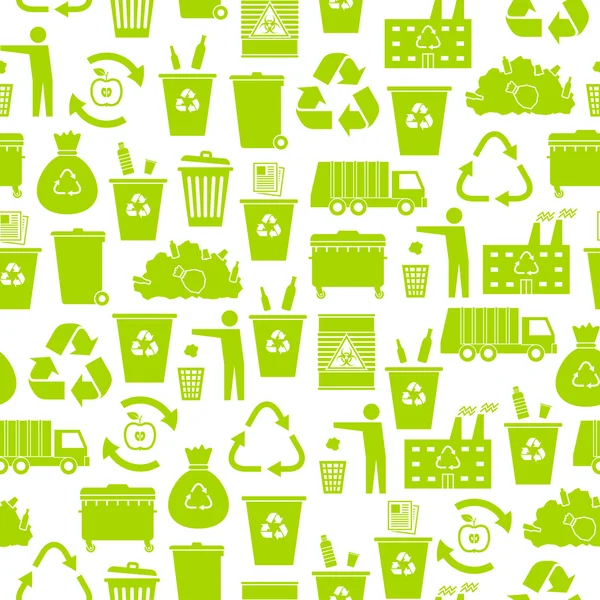 재활용 쓰레기 아이콘 완벽 한 패턴 — 스톡 벡터