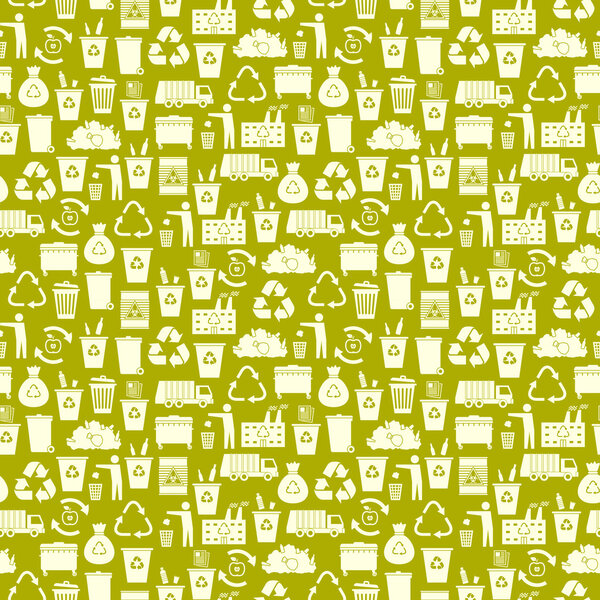 Recycling garbage icons seamless pattern