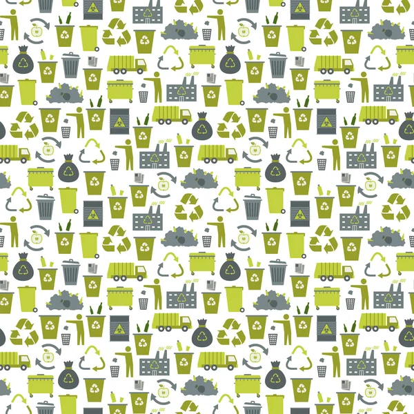 Recykling śmieci ikony wzór — Wektor stockowy