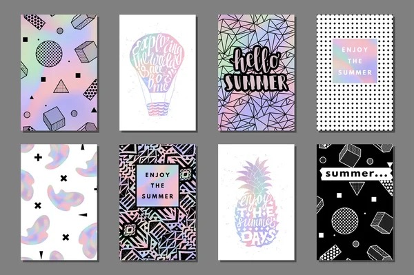 Cartões de verão brilhantes criativos —  Vetores de Stock