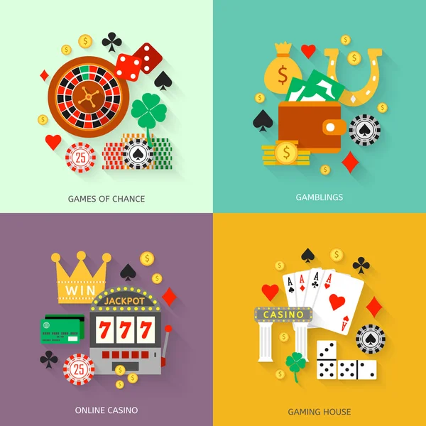 Glücksspiel-Ikonen gesetzt — Stockvektor