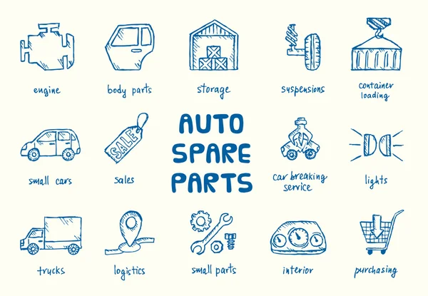 Auto peças de reposição conjunto — Vetor de Stock