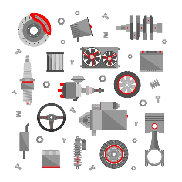 Ícones de reparação de carro em estilo plano . — Vetor de Stock