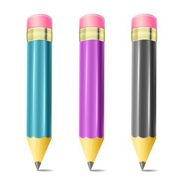 Silgi ile renkli kalemler.