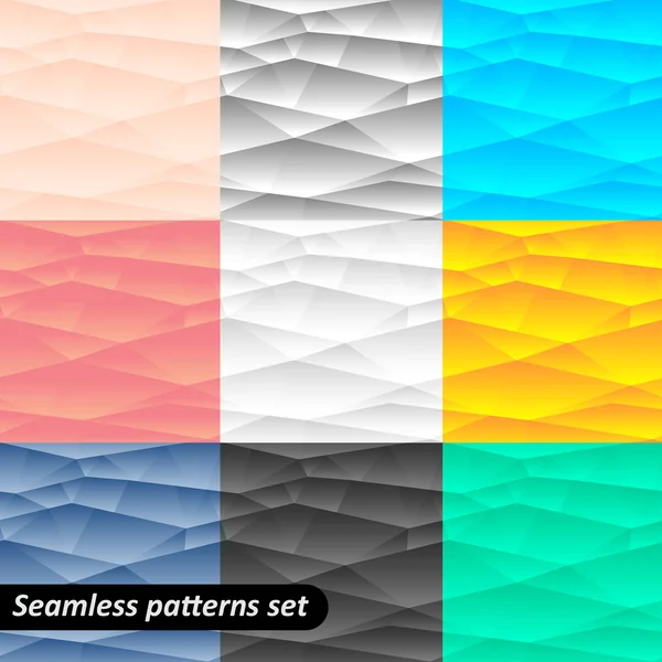Abstrakta geometriska seamless mönster set. — Stock vektor