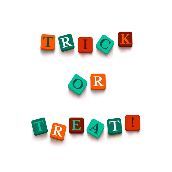 "Trick or treat" ile renkli bloklar kelime — Stok Vektör