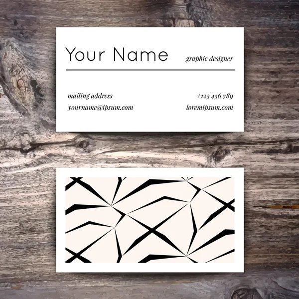 Visitenkartenvorlage mit weißem und schwarzem Muster — Stockvektor