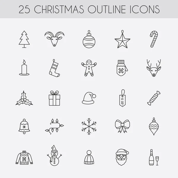 Icônes de contour de Noël . — Image vectorielle
