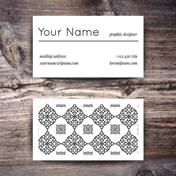 Business card template with  white and black pattern — Stock Vector