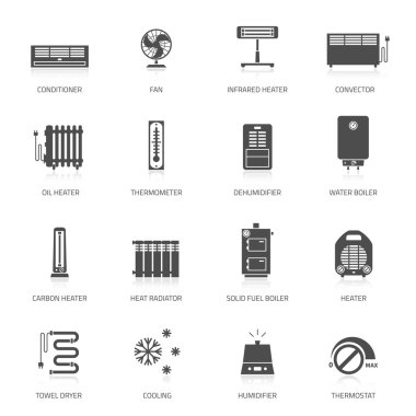 Heating, ventilation and conditioning icons clipart