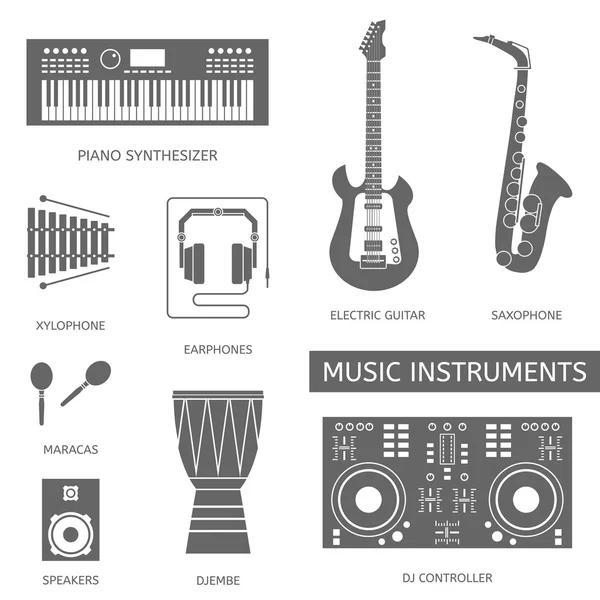 Instrumentos musicales modernos — Vector de stock