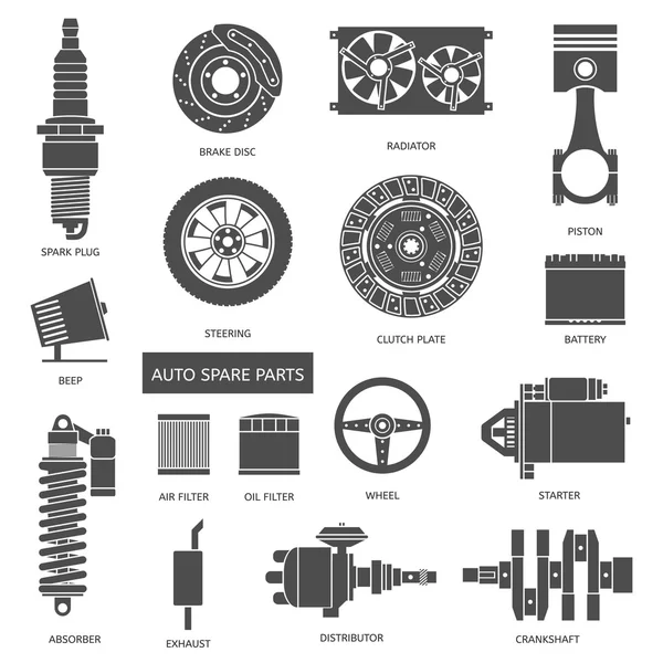 Conjunto de peças de reposição de automóveis —  Vetores de Stock