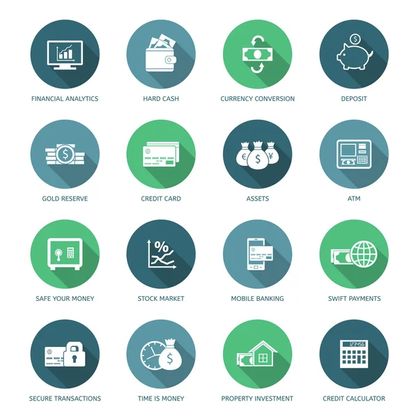 Iconos financieros y monetarios — Vector de stock