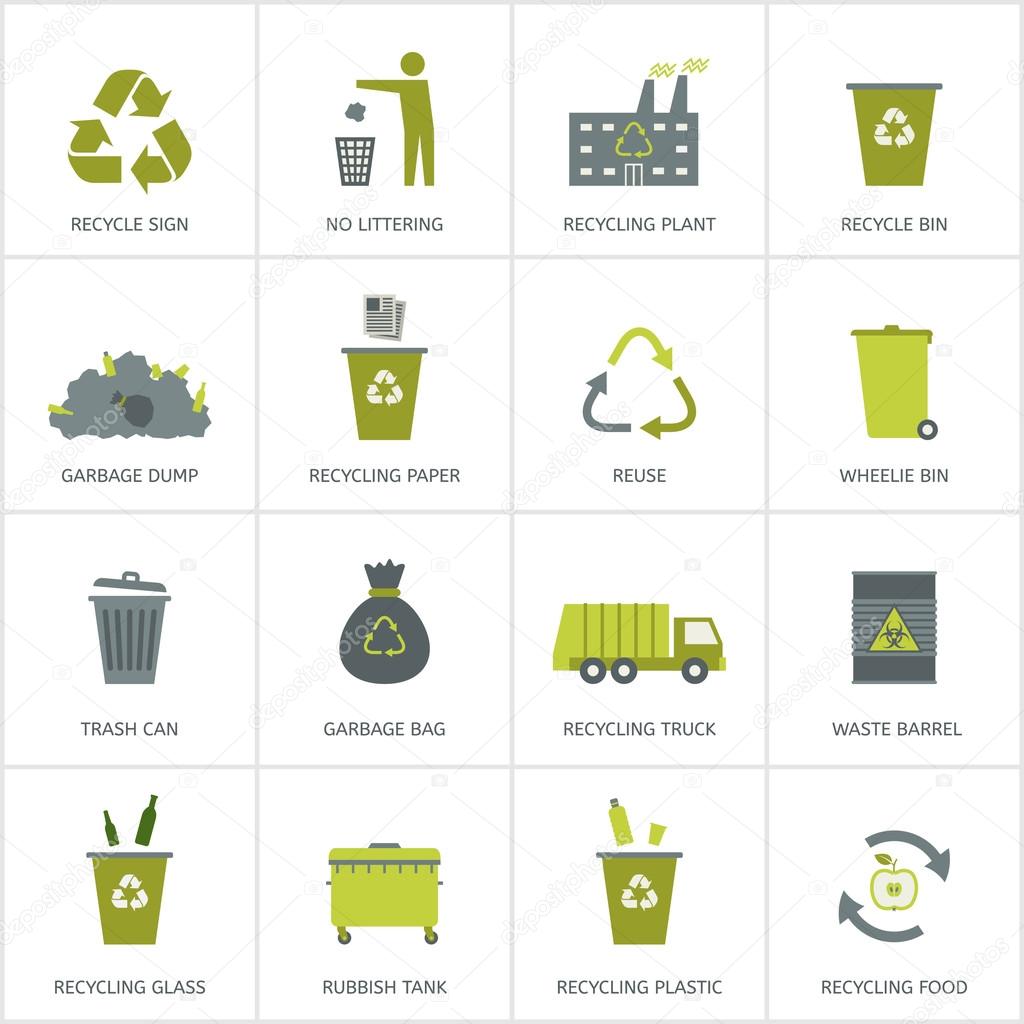 Recycling garbage icons set.