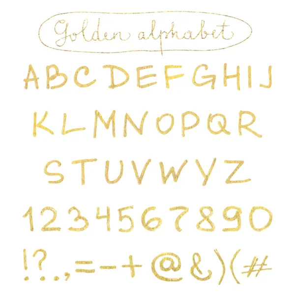 Alfabeto de oro manuscrito — Vector de stock