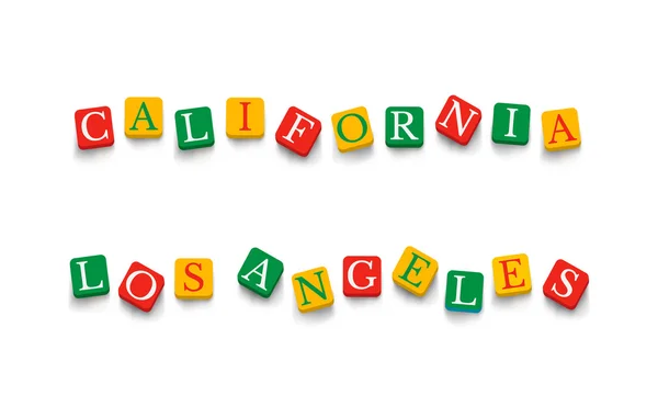 Words California and Los Angeles — Stock Vector