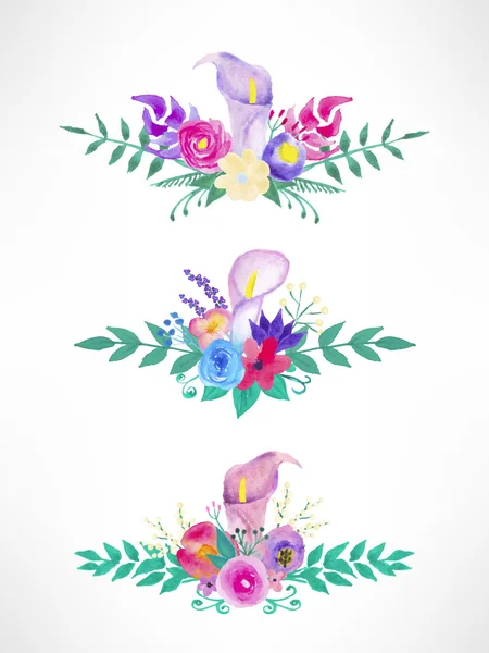 Collection de fleurs et feuilles — Image vectorielle