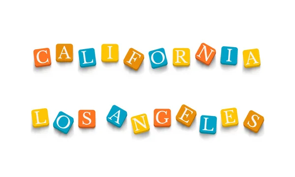 Words California and Los Angeles — Stock Vector