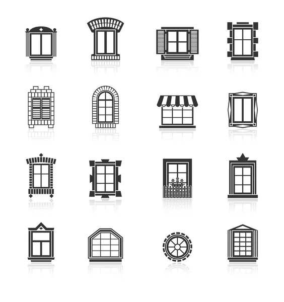 Set ventanas Vintage — Archivo Imágenes Vectoriales