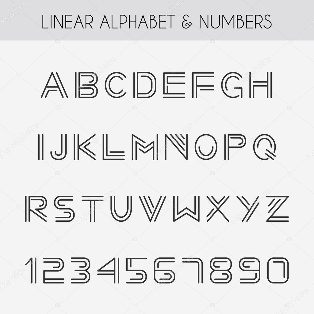 Alphabet with thin lines