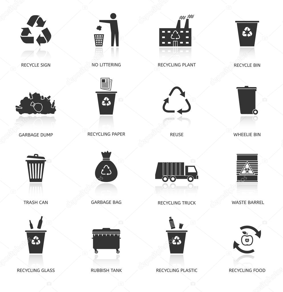 Recycling and garbage icons