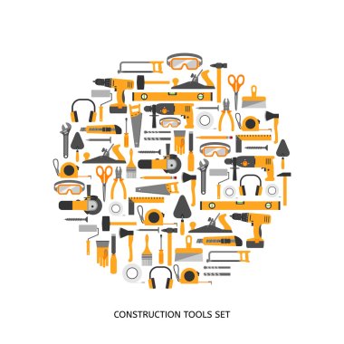 Construction tools icons set clipart