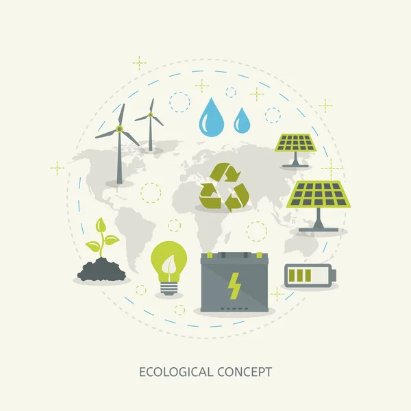 Reciclaje ecológico y energías renovables — Archivo Imágenes Vectoriales